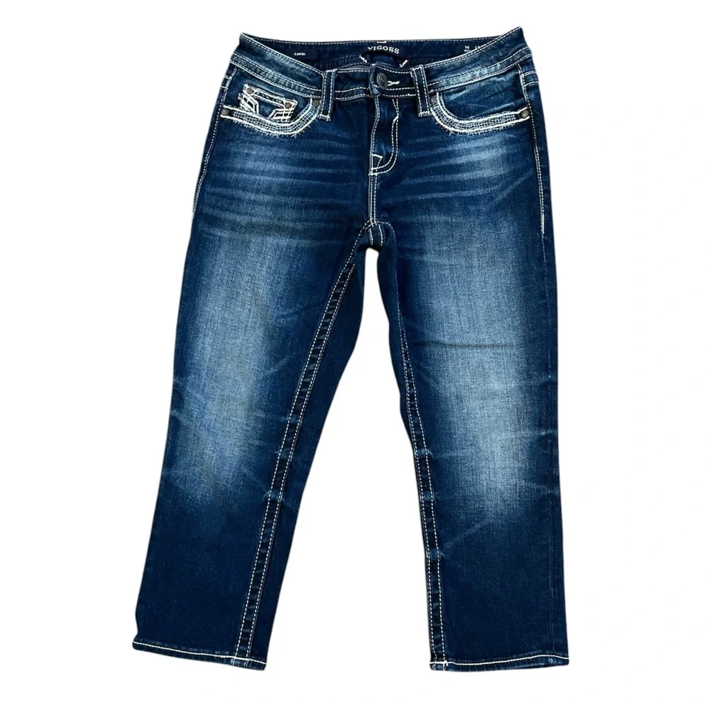 Vigoss‎ Heritage Fit Embroidered Denim Capris Size 6
